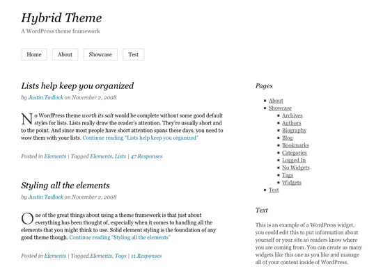 The Hybrid theme framework