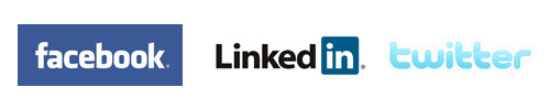 Logos of Facebook, LinkedIn and Twitter