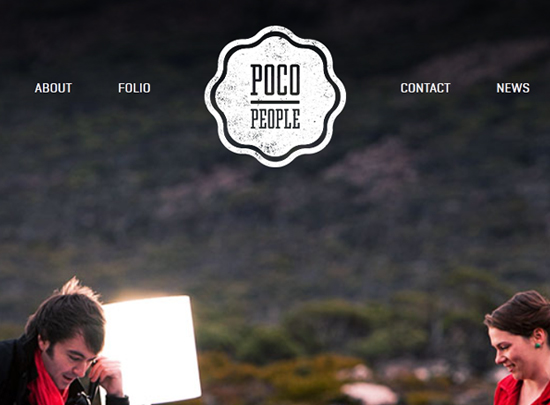 The header from Poco People demonstrates use of a textured brand on a clean background.