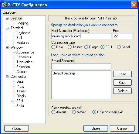 Putty configuration