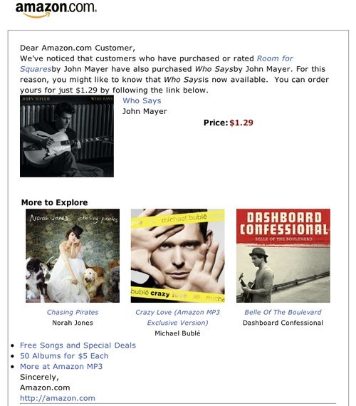 Amazon customised newsletter