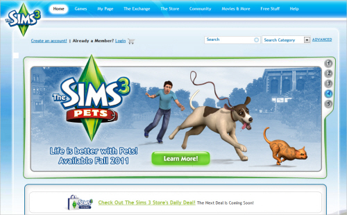 Sims3-homepage in Best Practices For Designing Websites For Kids