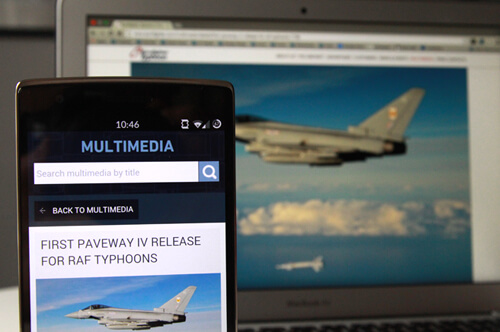Eurofighter website on mobile