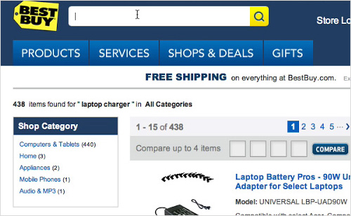 Best Buy clear the user's search query for every search, leading to redundant typing