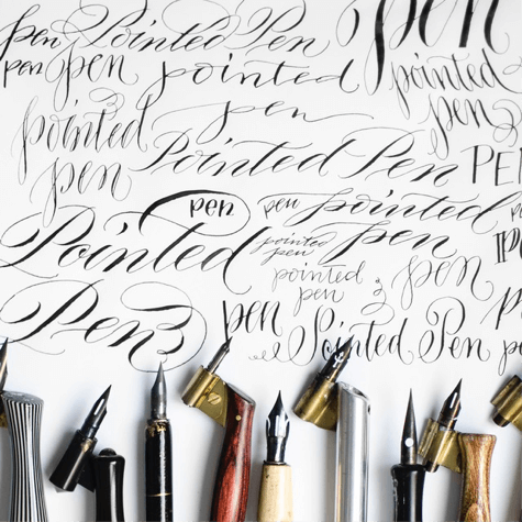 Many times with different layouts the expression Pen Pointed , hand lettering by Melissa Esplin