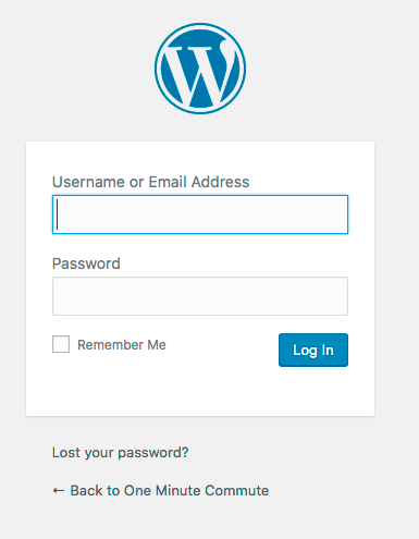 WordPress log-in screen