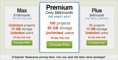 Basecamp pricing options