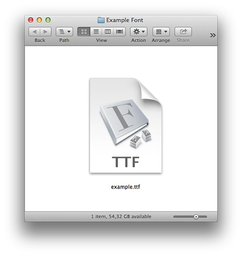 Font file in Mac OS X.