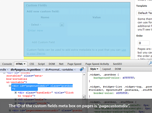 Finding a meta box ID using Firebug