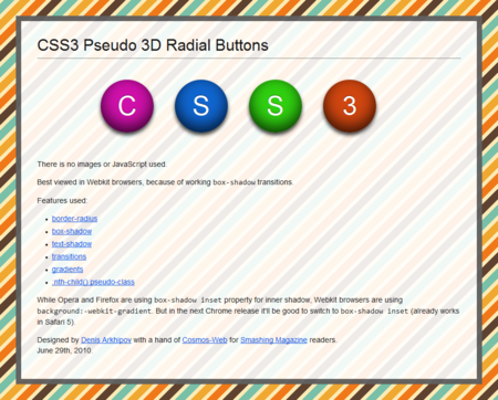 CSS3 Designs For Free Download - css3-pseudo-3d-radial-buttons