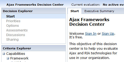 Ajax Frameworks Decision Center