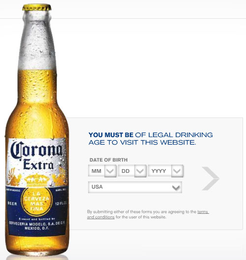 Corona Age Verification Screen