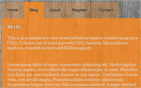 Sweet tabbed navigation bar using CSS3