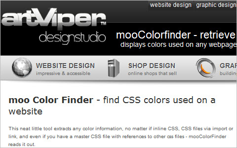 Website colors finder - ajax based mooColorfinder