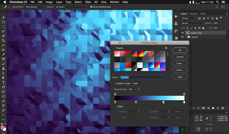 A gradient map in Photoshop