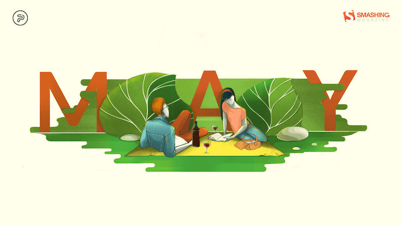 Illustration of a couple having a picknick.