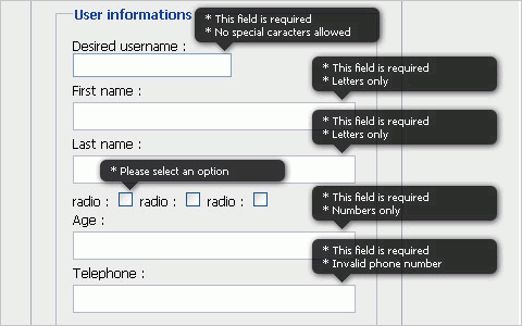 A jQuery inline form validation, because validation is a mess Të Position Absolute