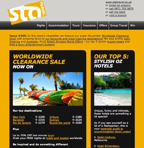 STA Travel newsletter issue 255