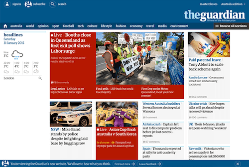 Flexbox in use on The Guardian’s site