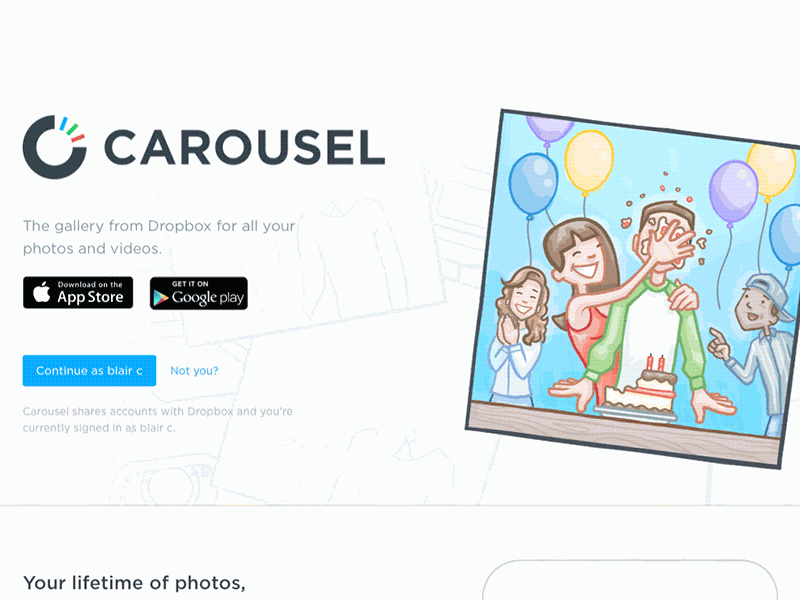Dropbox Carousel's homepage