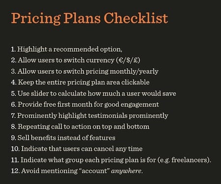 Pricing Plans Design Checklist