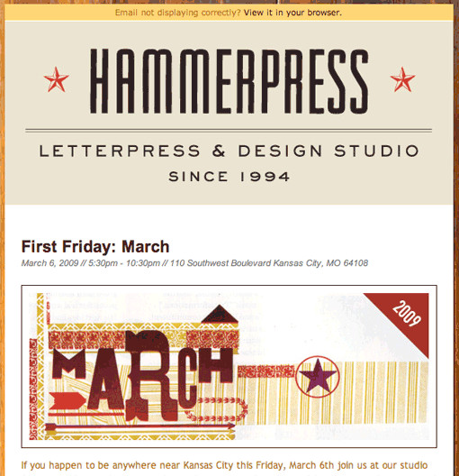 Screenshot of Hammerpress newsletter