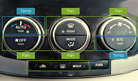 A/C Controls with Function Labels