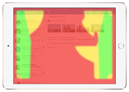 Safe zones on the iPad for all positions