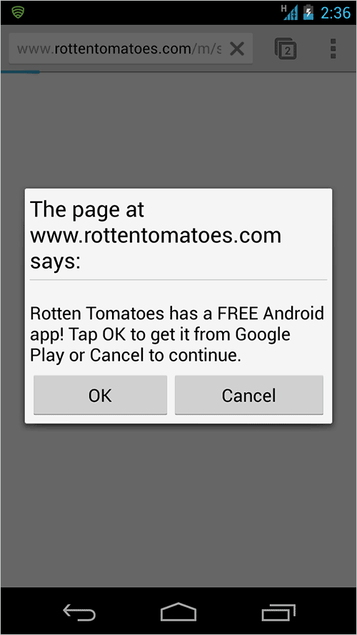 rotten tomatoes app interstitial