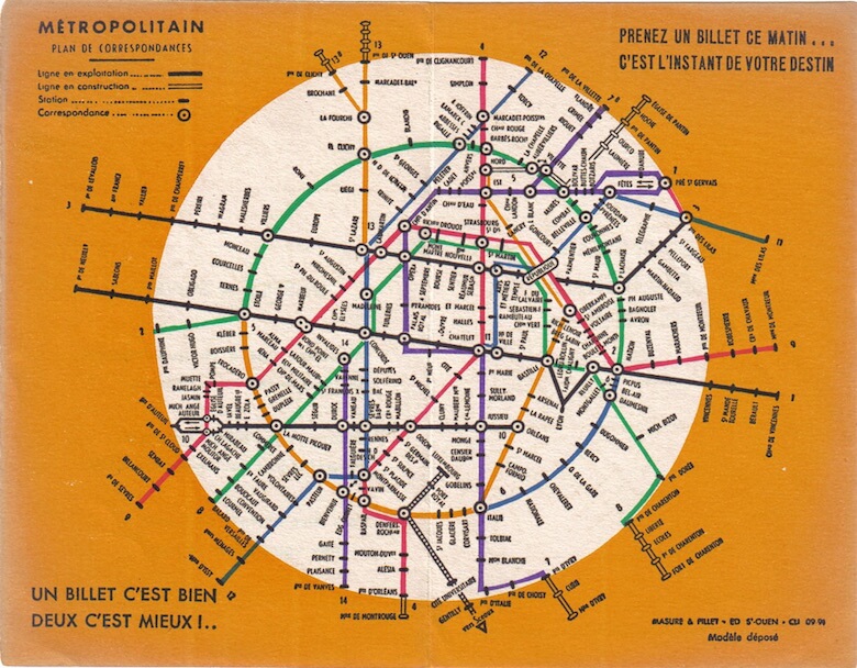 Paris metro map 1936