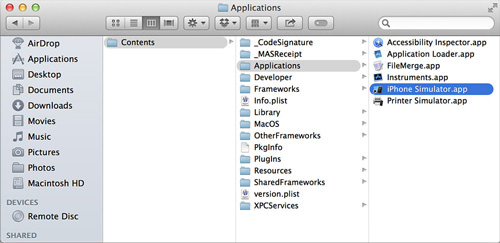 Finding iOS Simulator in Xcode