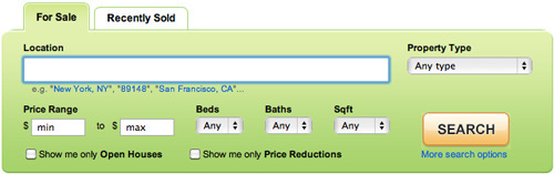 trulia.com parameter search interface