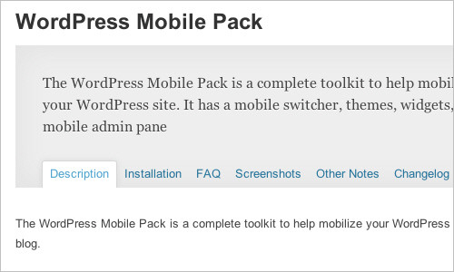 WordPress Mobile Pack