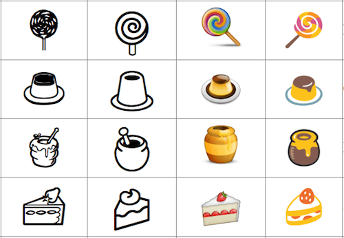 Ex representations of 4 emoji
