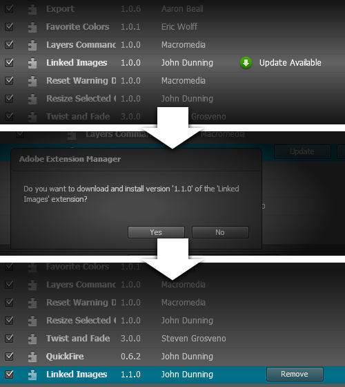 Updating Extensions Using the Adobe Extension Manager