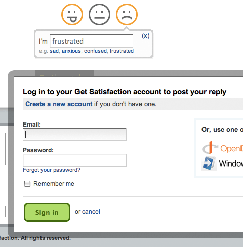 GetSatisfaction login