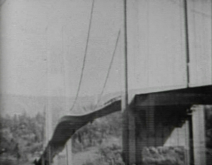 Footage of the Tacoma Narrows Bridge shortly before its collapse
