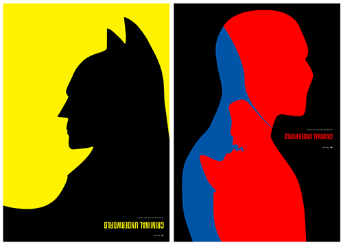 Criminal Underworld posters of Batman versus Penguin and Spiderman versus Green Goblin