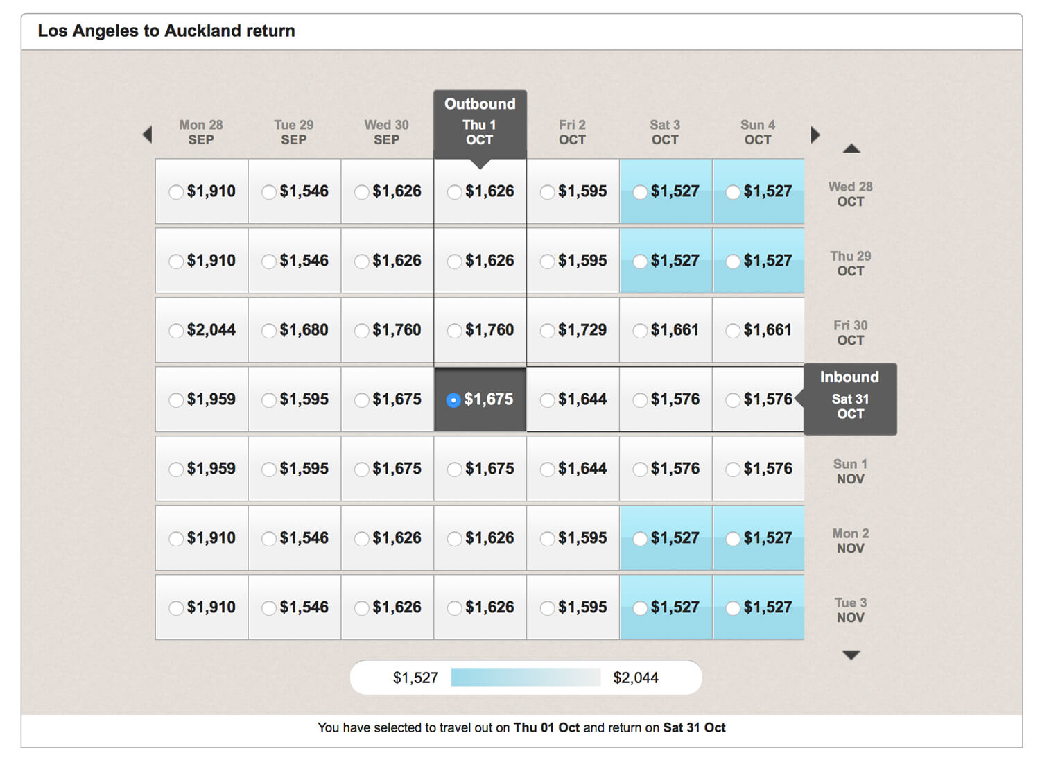 Air New Zealand way to help users find a low fare