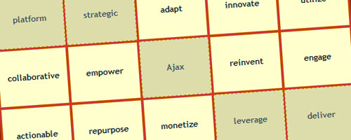 A screenshot of a Buzzword Bingo board