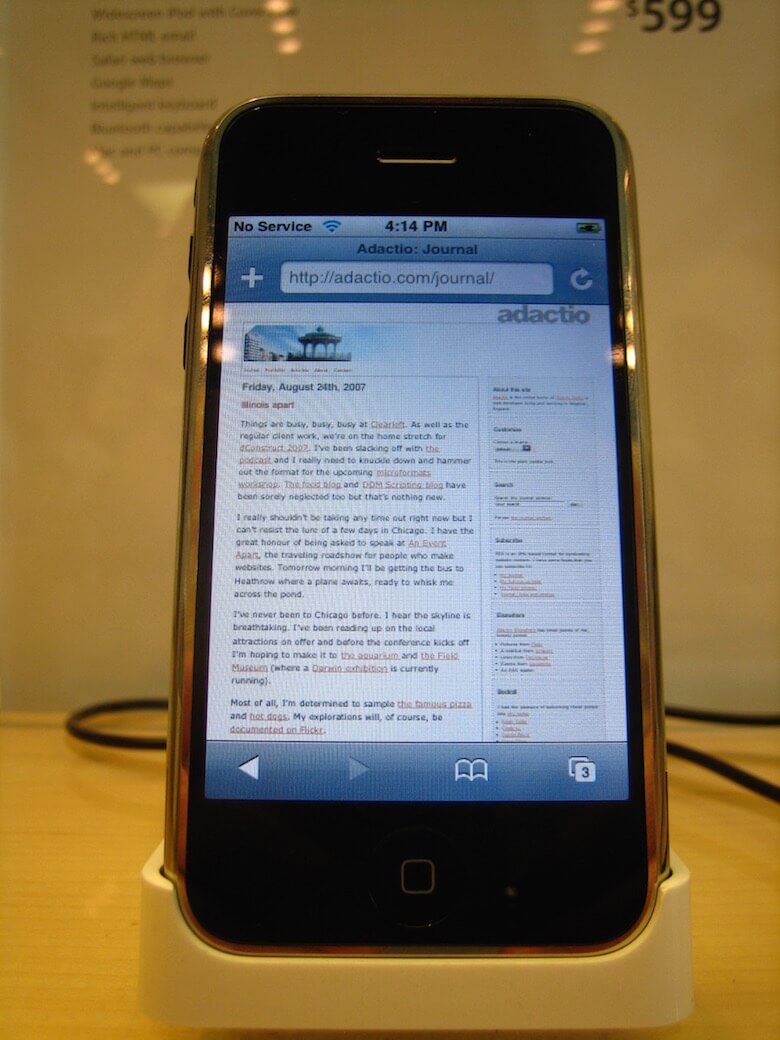 A web page on the screen of a mobile phone.