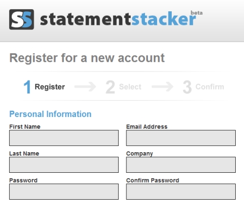 StatementStacker sign-up process