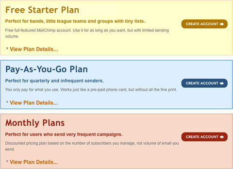 Mailchimp Price Table