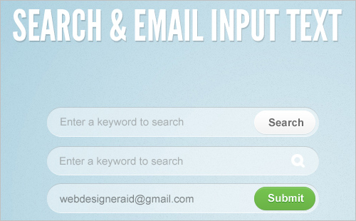 Search and Email Input Text PSD