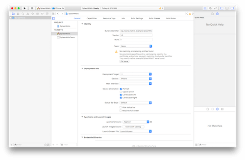 Xcode on first launch.