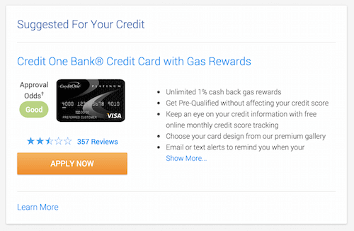 Credit Karma’s predictive credit card eligibility feature