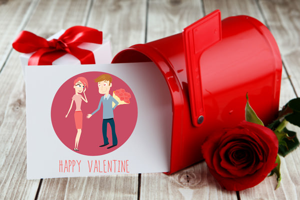 Valentine's Day card with the February icon from Months of the Year Icon Set