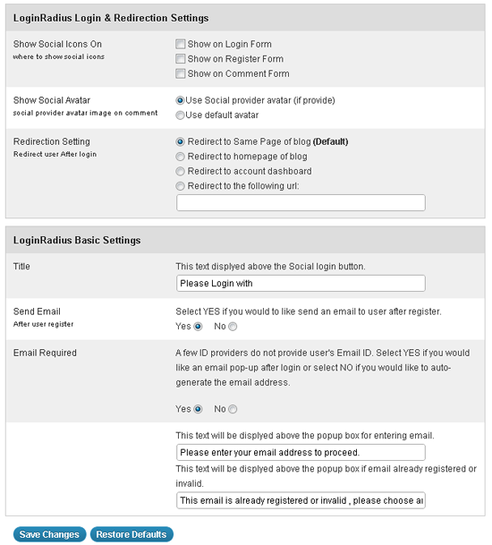 Configure Social Login for WordPress Plugin Settings