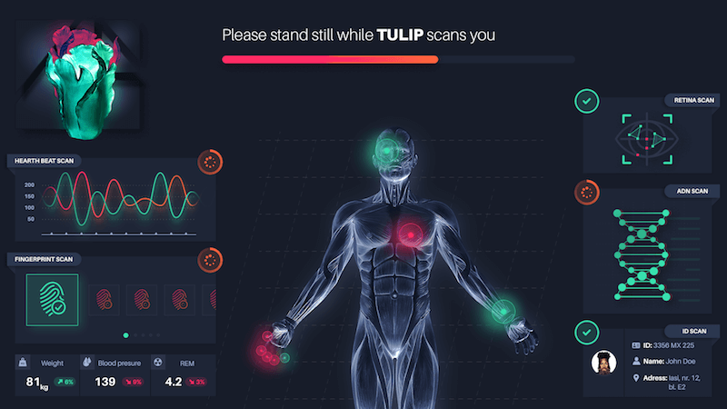 Concept practice: User interface for a smart biometrics scanner, known as TULIP