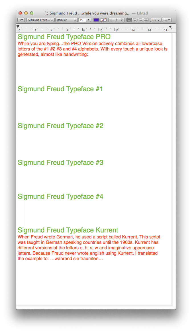 Sigmund Freud Typeface Overview.